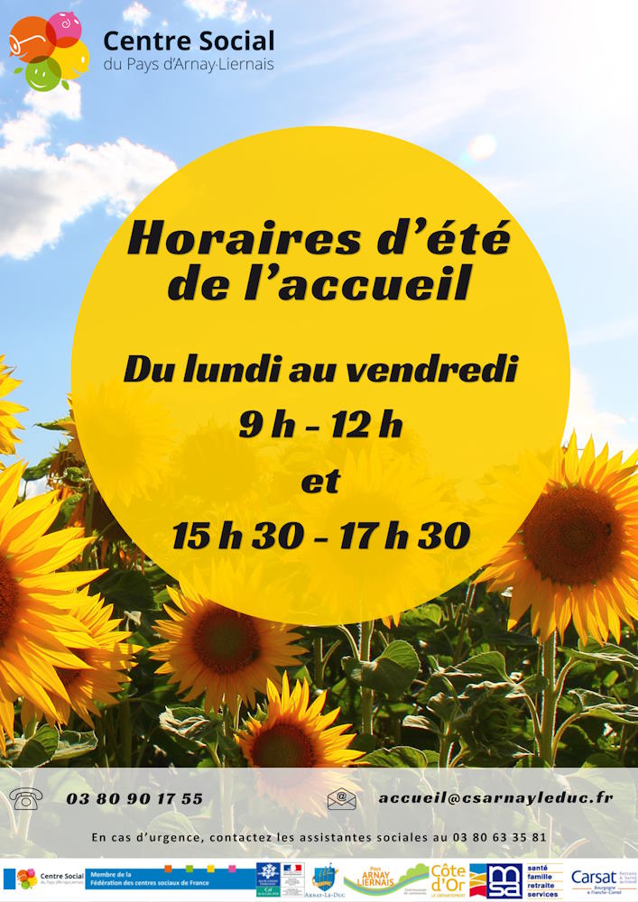 Horaires d’été de l’accueil