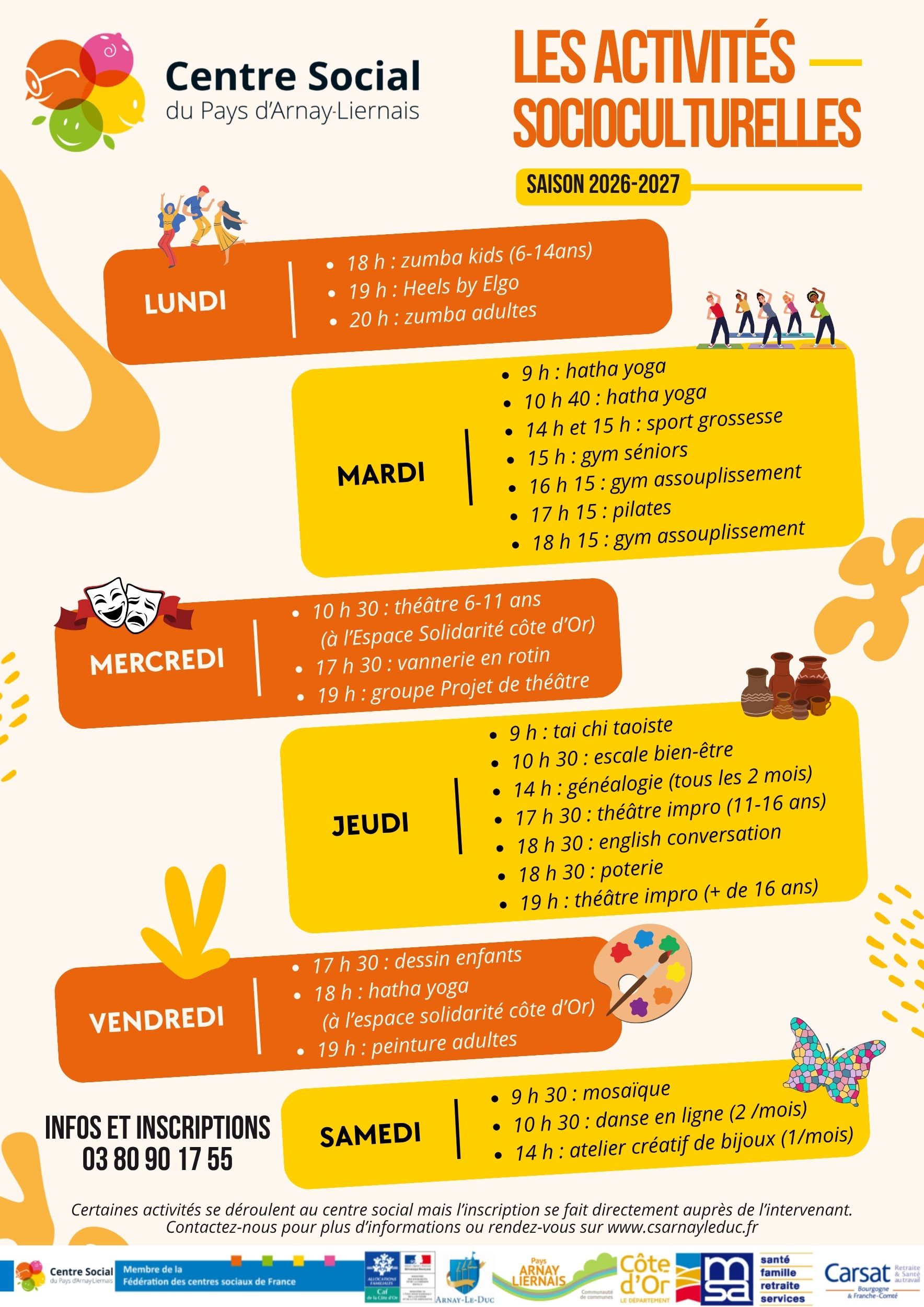 Les activités socioculturelles (saison 2026-2027)